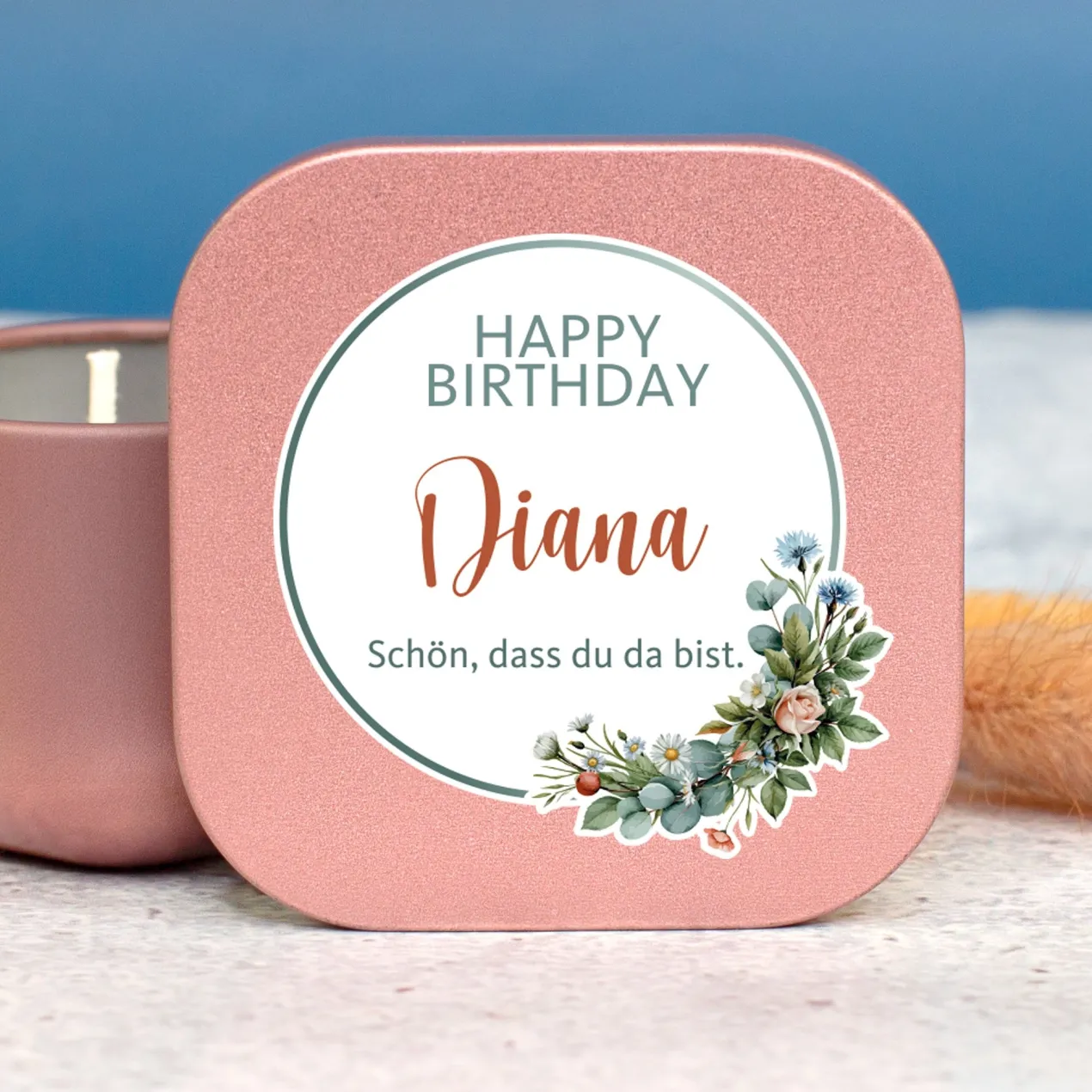Duftkerze Happy Birthday mit Name & Wunschtext personalisiert | Geschenk zum Geburtstag mit Farbwahl