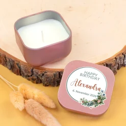Duftkerze Happy Birthday mit Name & Wunschtext personalisiert | Geschenk zum Geburtstag mit Farbwahl