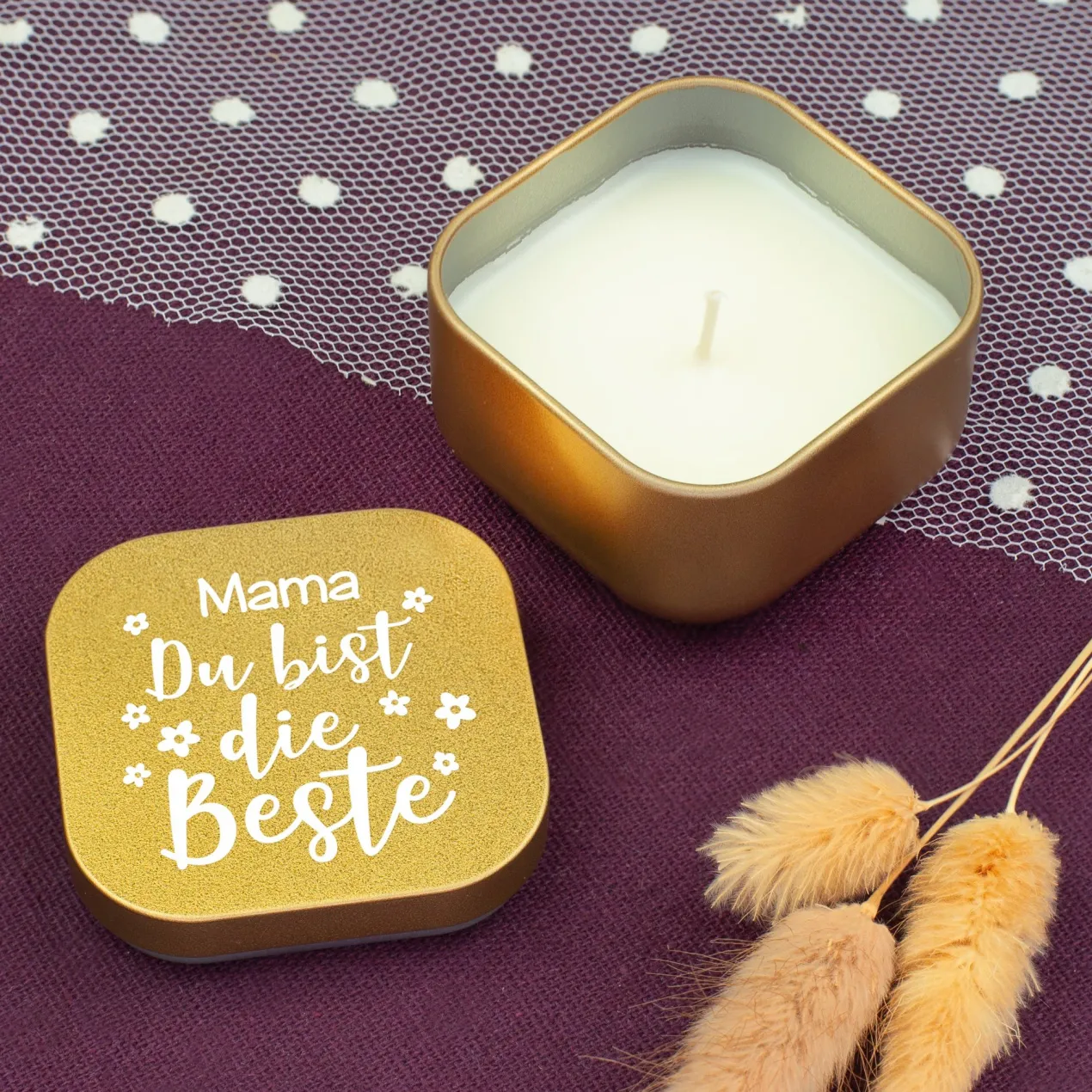 Duftkerze personalisiert mit Name als Geschenk zum Muttertag für die beste Mama, Oma & Freundin