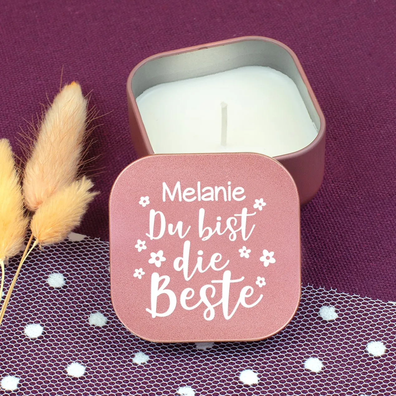 Duftkerze personalisiert mit Name als Geschenk zum Muttertag für die beste Mama, Oma & Freundin