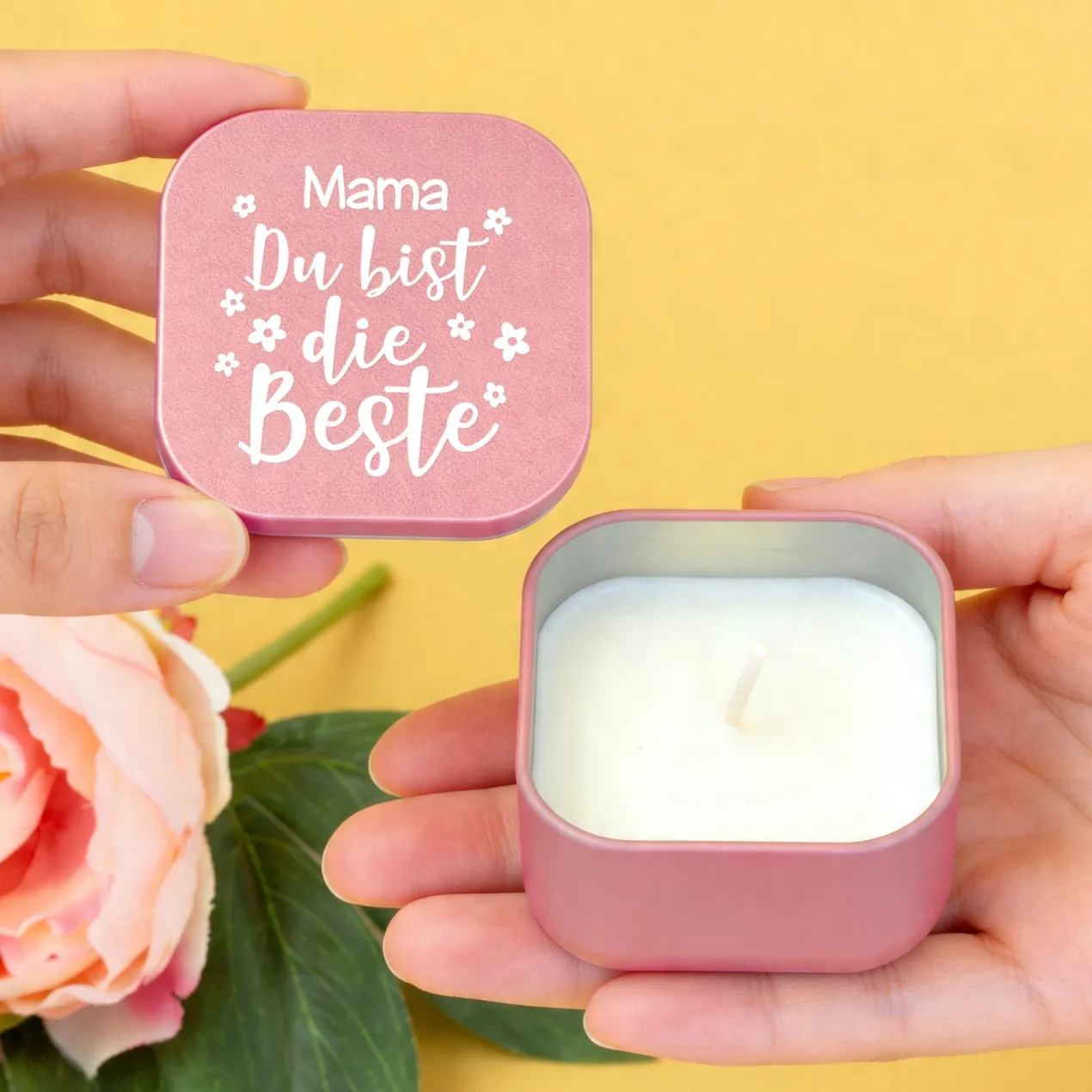 Duftkerze personalisiert mit Name als Geschenk zum Muttertag für die beste Mama, Oma & Freundin