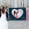 Dunkelblaues Fotobanner zum Ausschneiden für das Brautpaar