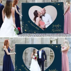 Dunkelblaues Fotobanner zum Ausschneiden für das Brautpaar