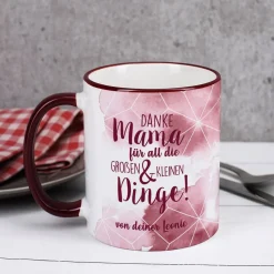 Dunkelrote Tasse - Danke Mama für all die großen und kleinen Dinge