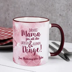Dunkelrote Tasse - Danke Mama für all die großen und kleinen Dinge