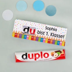 duplo Riegel mit Buntstift Motiv zur Einschulung | Geschenk mit Name für Schultüte & 1. Klasse