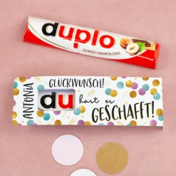 duplo Schoko Riegel 'Glückwunsch' personalisiert mit Name | Geschenk für Abi, Prüfung & Führerschein