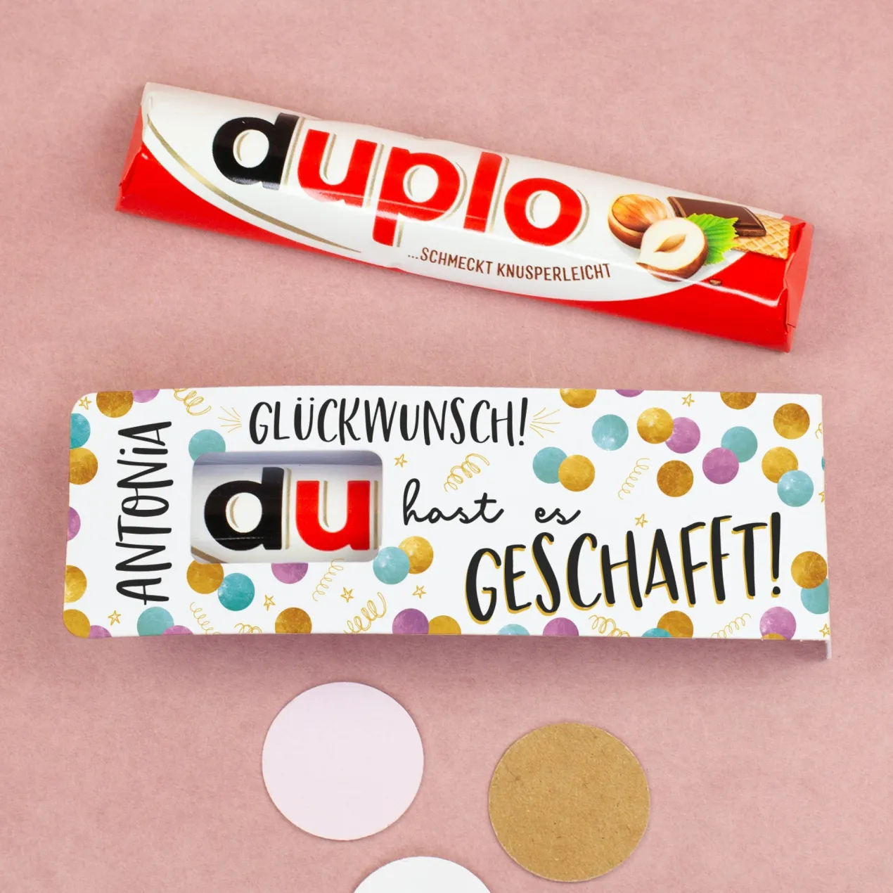 duplo Schoko Riegel 'Glückwunsch' personalisiert mit Name | Geschenk für Abi, Prüfung & Führerschein
