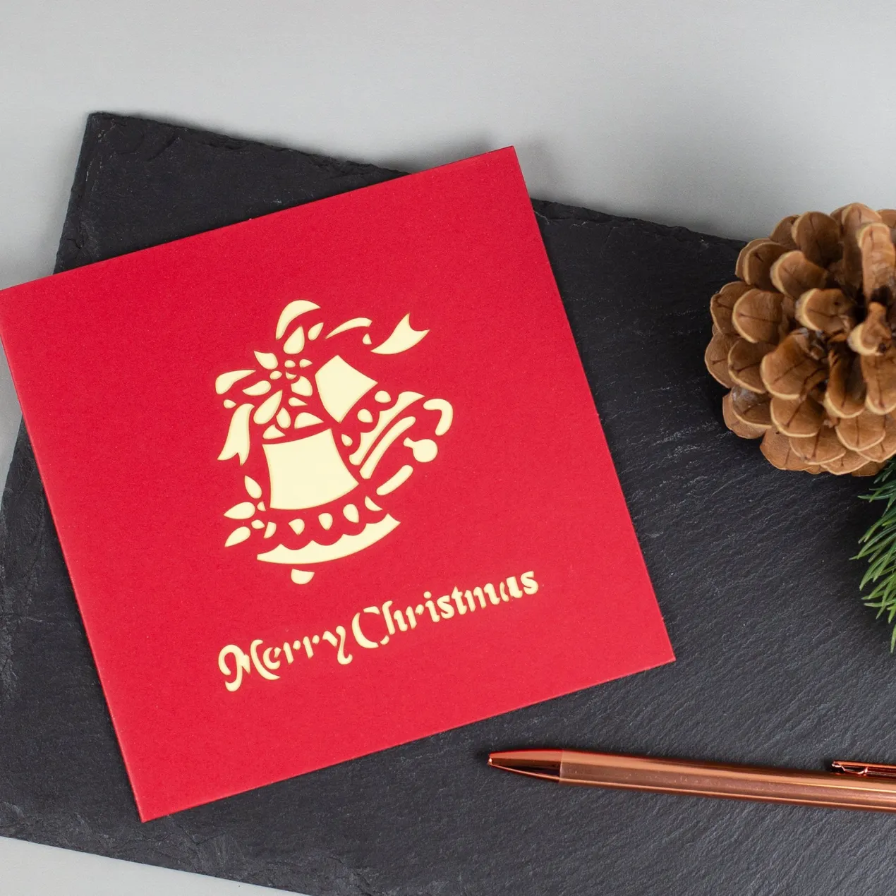 3D Weihnachts-Grußkarten mit aufklappbarem Scherenschnitt-Motiv