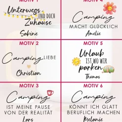 Edelstahl Becher mit Holzgriff für Camping & Outdoor personalisiert mit Name und Spruch | 400 ml Tasse