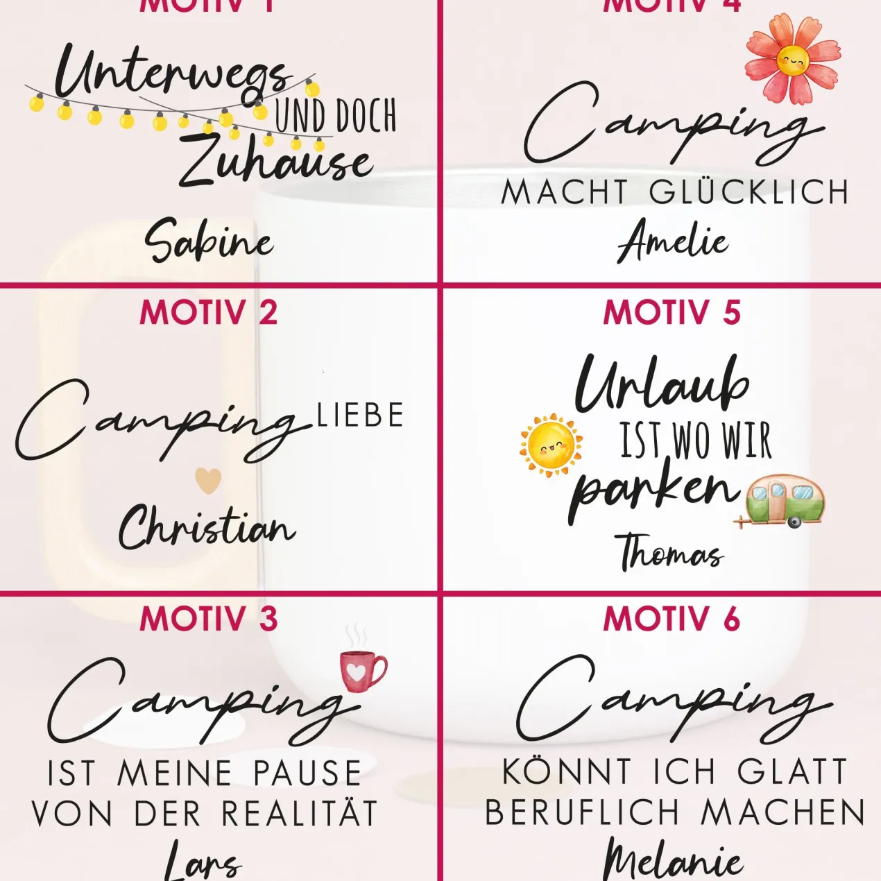 Edelstahl Becher mit Holzgriff für Camping & Outdoor personalisiert mit Name und Spruch | 400 ml Tasse