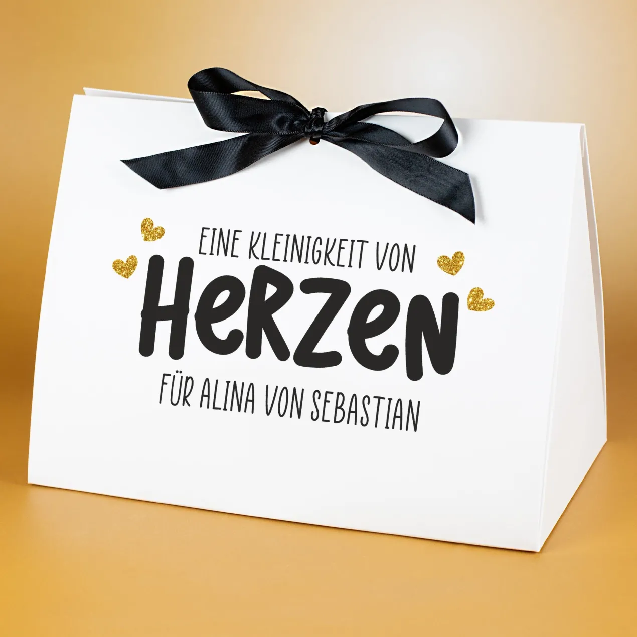 Edle Geschenkverpackung 'Eine Kleinigkeit von Herzen' mit Wunschtext personalisiert | 3 Größen