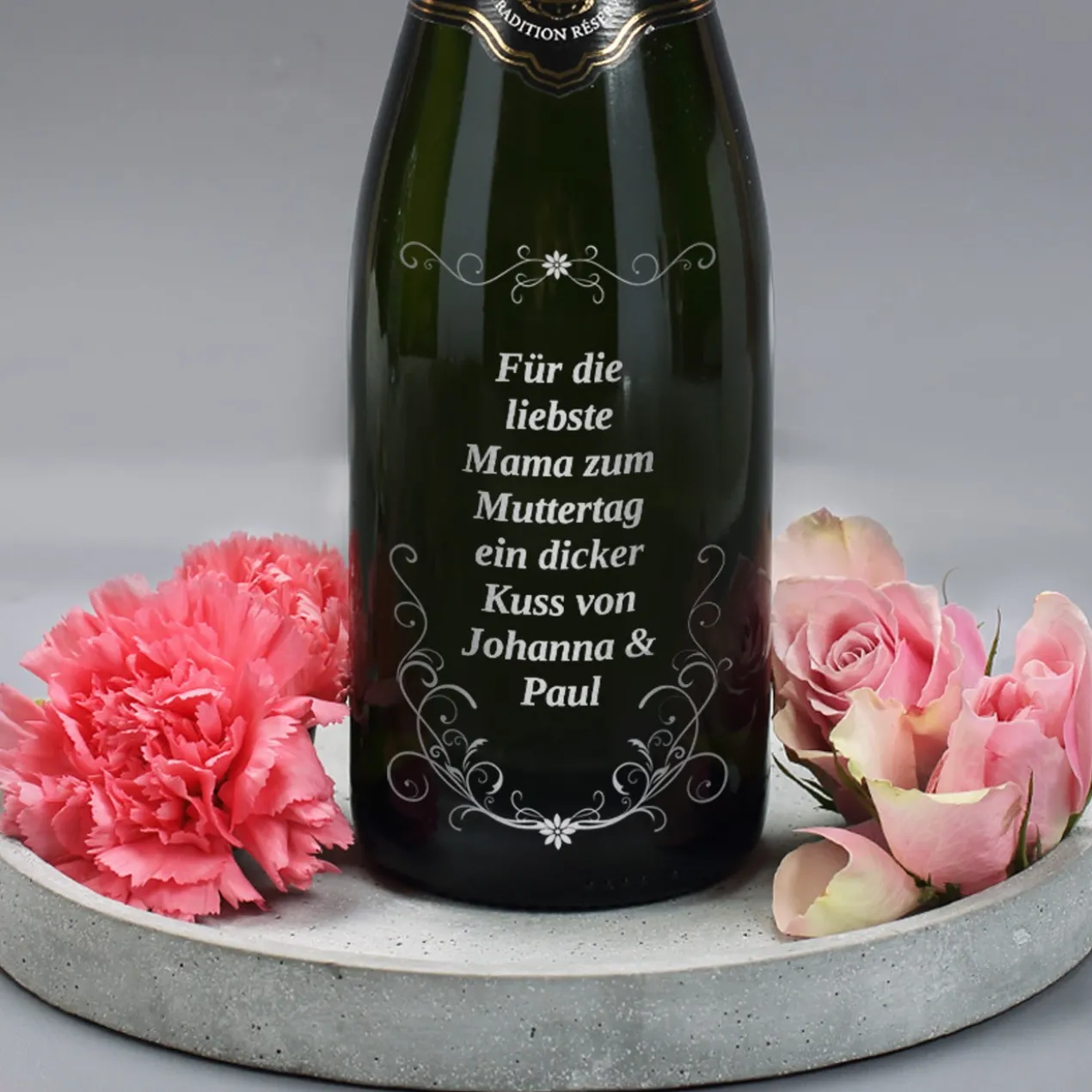 Edler Champagner mit frei wählbarem Wunschtext