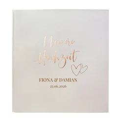 Edles Hochzeitsalbum mit glänzender Prägung personalisiert mit Namen und Datum | Fotobuch zur Hochzeit