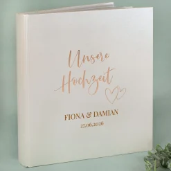 Edles Hochzeitsalbum mit glänzender Prägung personalisiert mit Namen und Datum | Fotobuch zur Hochzeit