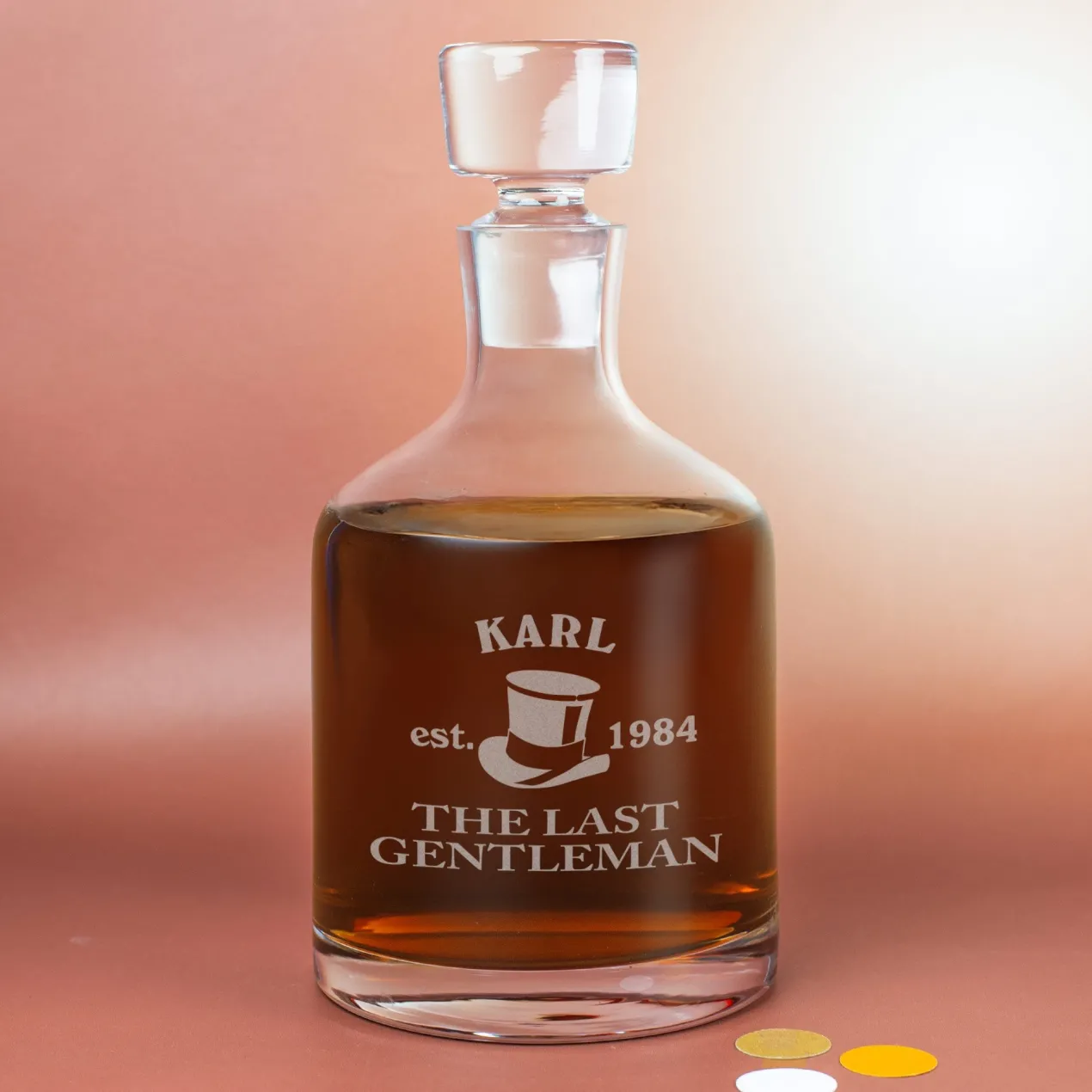 Edles 3-teiliges Whisky-Geschenkset für Männer ‚The Last Gentleman‘ personalisiert mit Name und Jahr