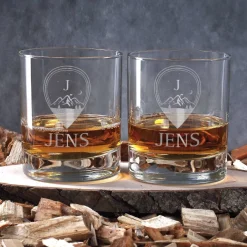 Edles Whisky-Geschenkset in original Munitionsbox mit gravierten Whiskygläsern und Feldflasche
