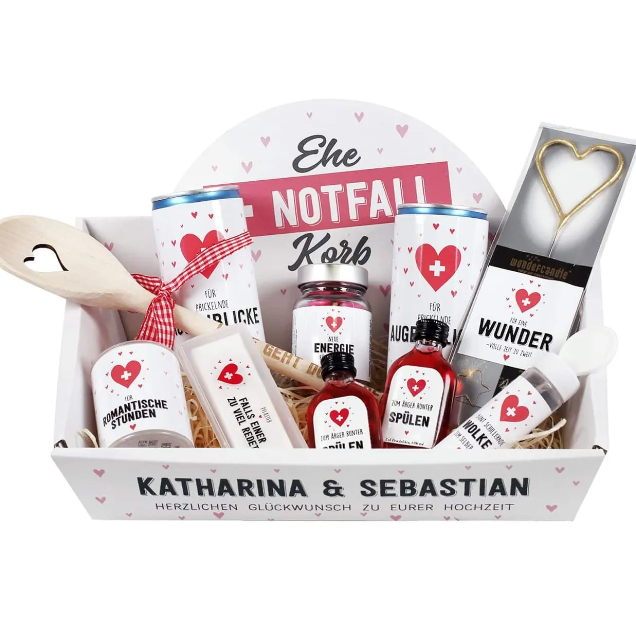 Ehe-Notfall-Korb als witziges Geschenk zur Hochzeit