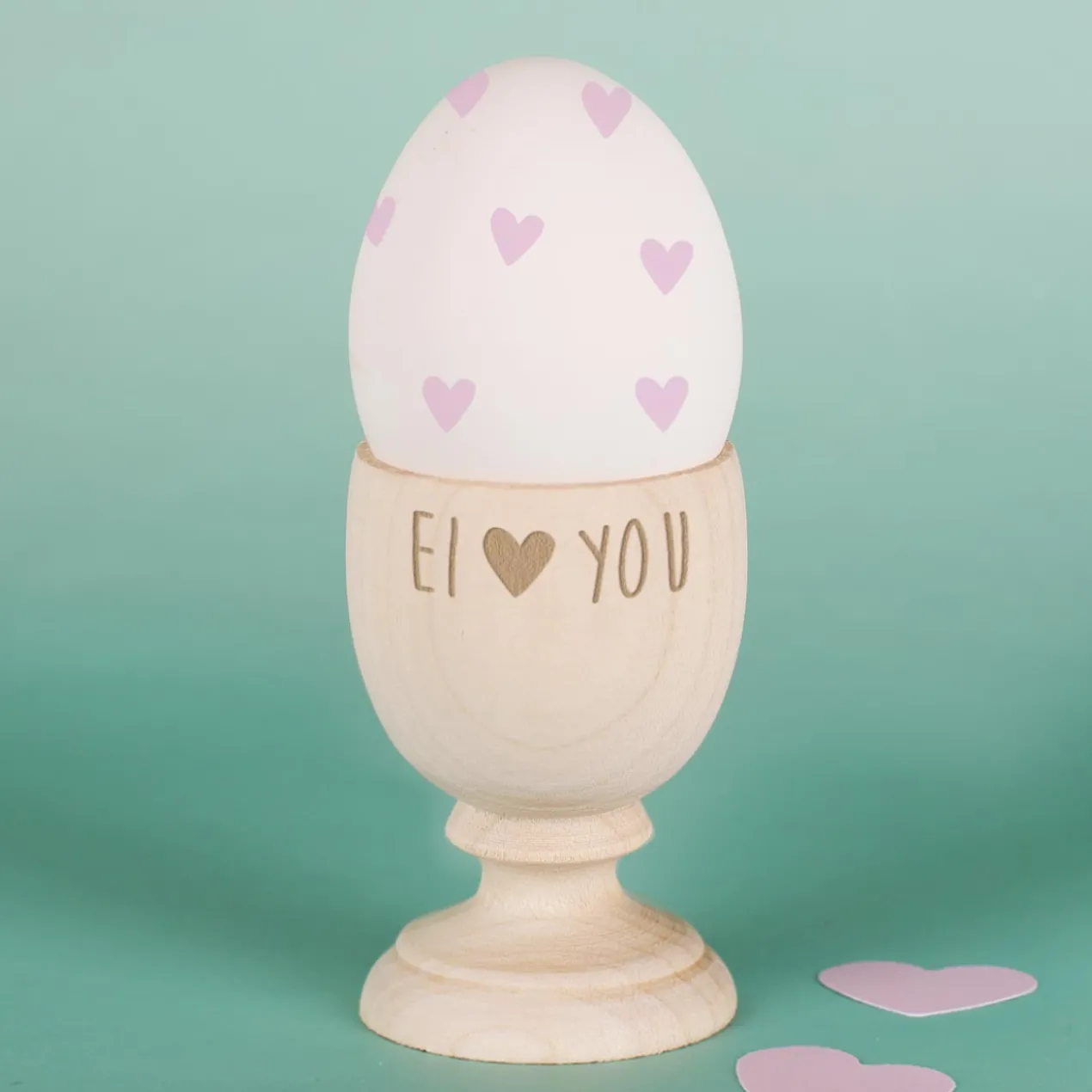 Eierbecher aus Holz Ei love you