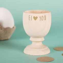 Eierbecher aus Holz Ei love you