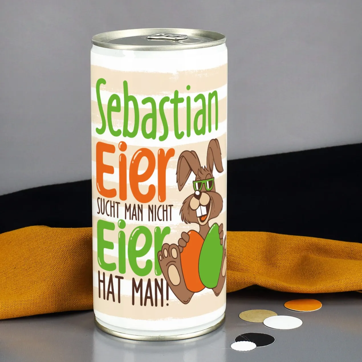Eier sucht man nicht, Eier hat man! - 1 Liter Bierdose als Ostergeschenk
