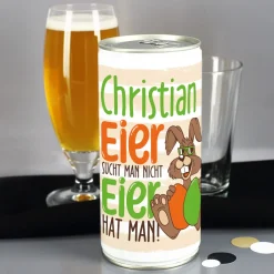 Eier sucht man nicht, Eier hat man! - 1 Liter Bierdose als Ostergeschenk