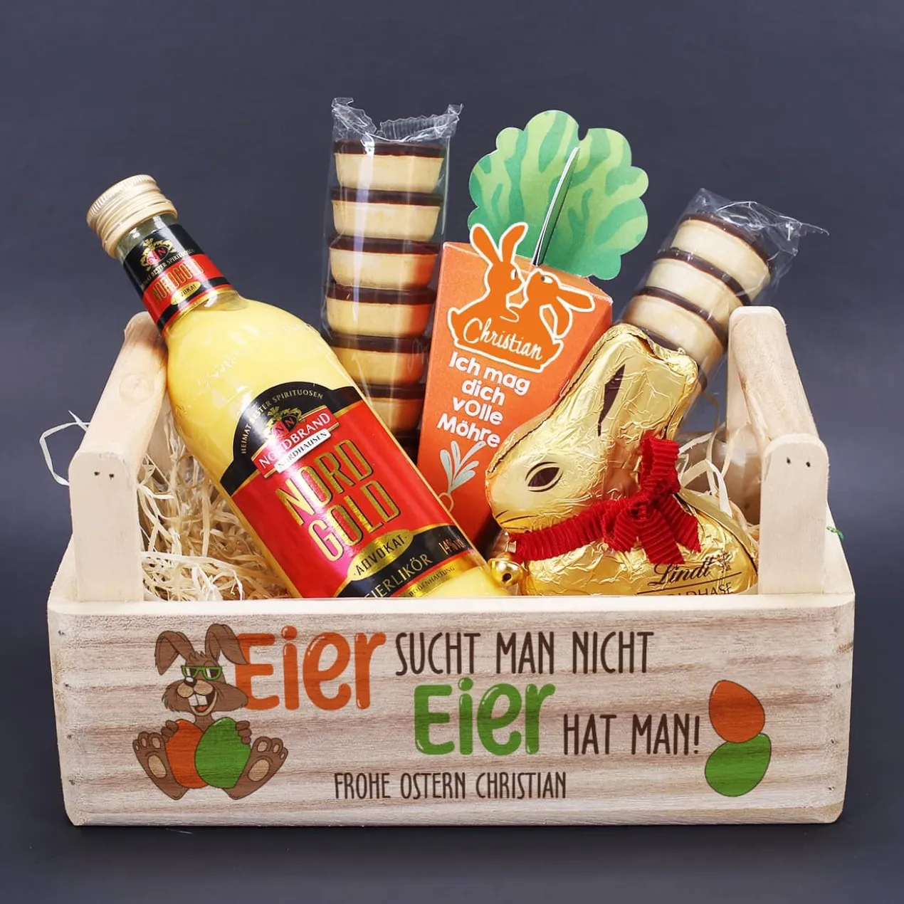 Eier sucht man nicht, Eier hat man! - Eierlikör Geschenkset zu Ostern