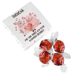 Eine Kleinigkeit für den Lieblingsmenschen | 4 Lindorkugeln in persönlicher Verpackung | Schwein gehabt