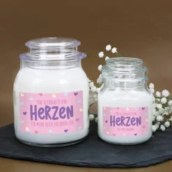 Eine Kleinigkeit von Herzen - Duftkerze im Glas mit Ihrem Wunschtext