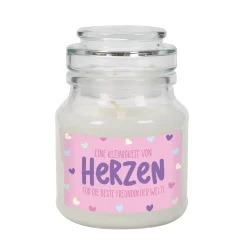 Eine Kleinigkeit von Herzen - Duftkerze im Glas mit Ihrem Wunschtext