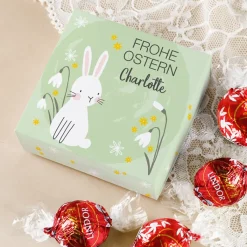 Eine Kleinigkeit zum Osterfest - Faltschachtel mit 4 Lindorkugeln