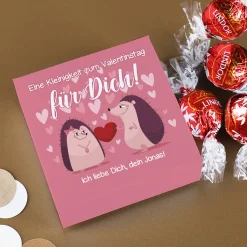 Eine Kleinigkeit zum Valentinstag - 4 Lindorkugeln in persönlich bedruckter Verpackung