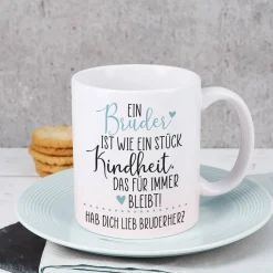 Eine Schwester / Ein Bruder ist wie ein Stück Kindheit - Tasse mit Ihrem Wunschtext