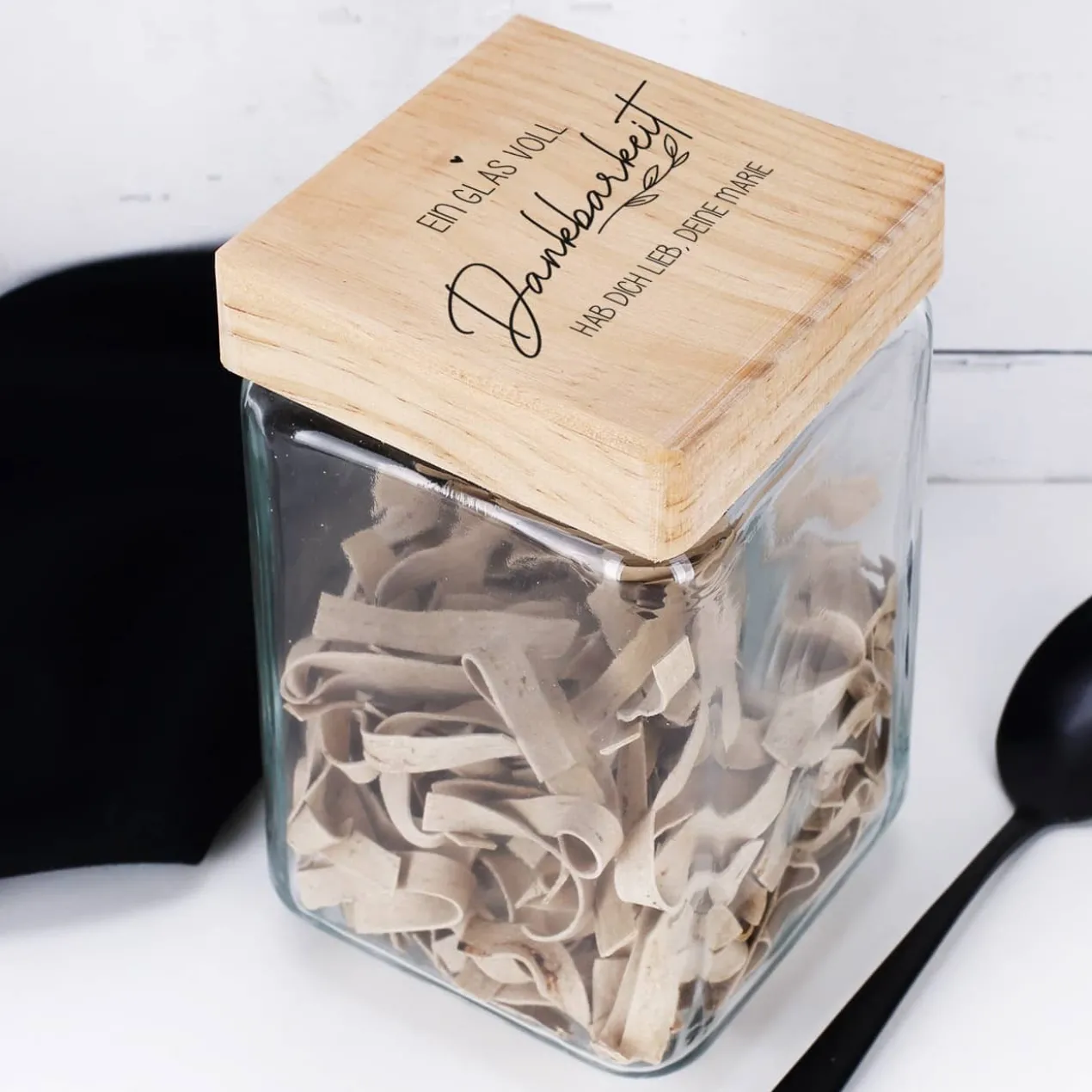 Ein Glas voll Dankbarkeit - Vorratsglas als Geschenkverpackung