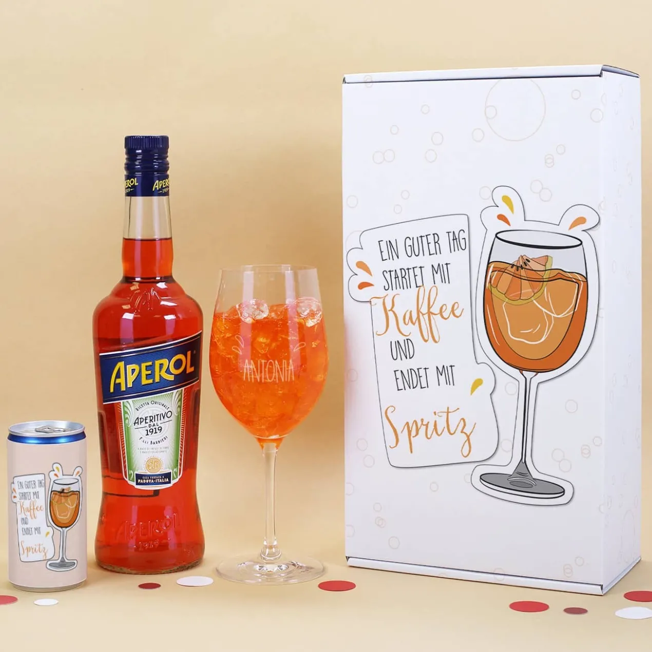 Ein guter Tag startet mit Kaffee und endet mit Spritz - Geschenkset mit Aperol
