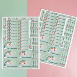 Einhorn - Aufkleberset mit Name in 3 Größen