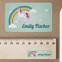 Einhorn - Aufkleberset mit Name in 3 Größen