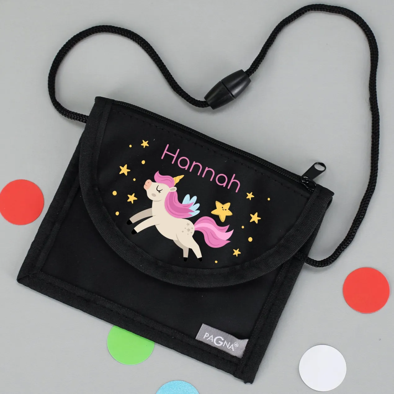Einhorn Brustbeutel personalisiert mit Name | Geschenk für Mädchen | Farbauswahl