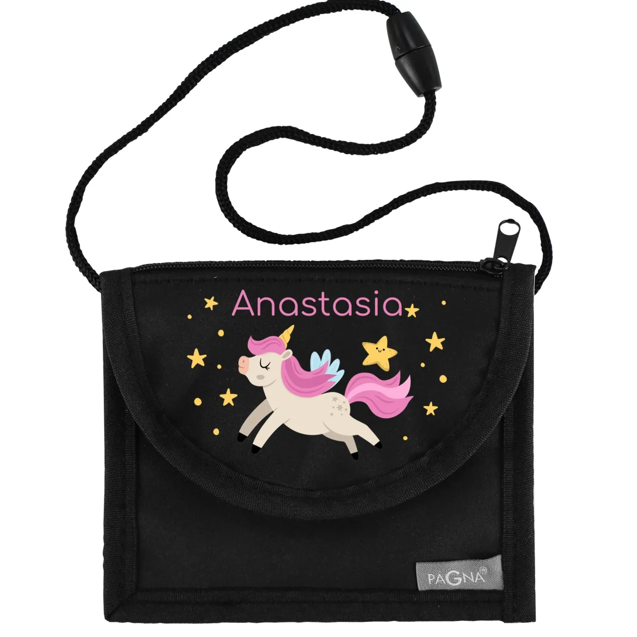 Einhorn Brustbeutel personalisiert mit Name | Geschenk für Mädchen | Farbauswahl