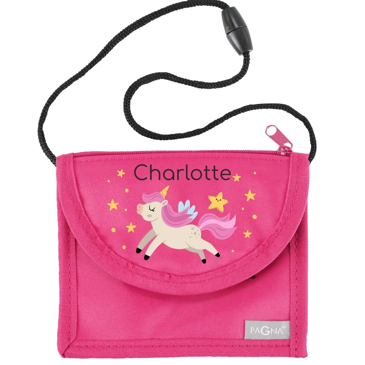 Einhorn Brustbeutel personalisiert mit Name | Geschenk für Mädchen | Farbauswahl