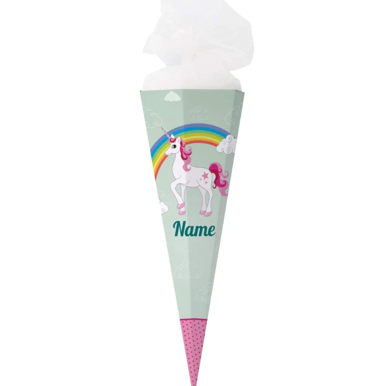 Einhorn - Schultüte für Mädchen mit Regenbogen und Wunschname