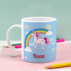 Einhorn Tasse aus bruchfestem Kunststoff mit Ihrem Namen personalisiert
