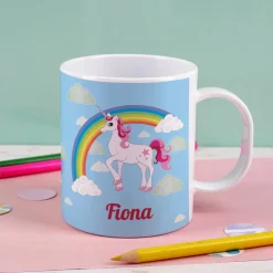 Einhorn Tasse aus bruchfestem Kunststoff mit Ihrem Namen personalisiert