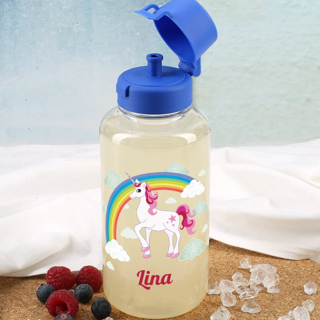 Einhorn Trinkflasche mit Name personalisiert 0,7 L | Geschenk für Mädchen zur Einschulung