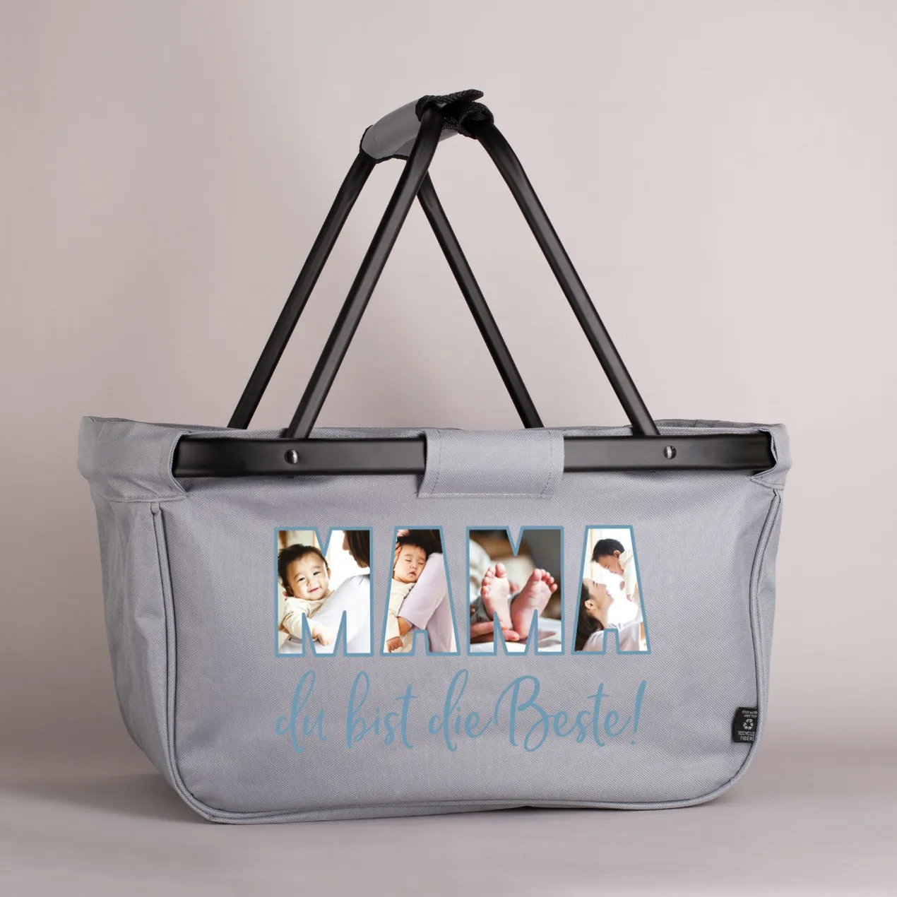 Einkaufskorb für Mütter "Mama du bist die Beste!" personalisierbar mit eigenen Fotos
