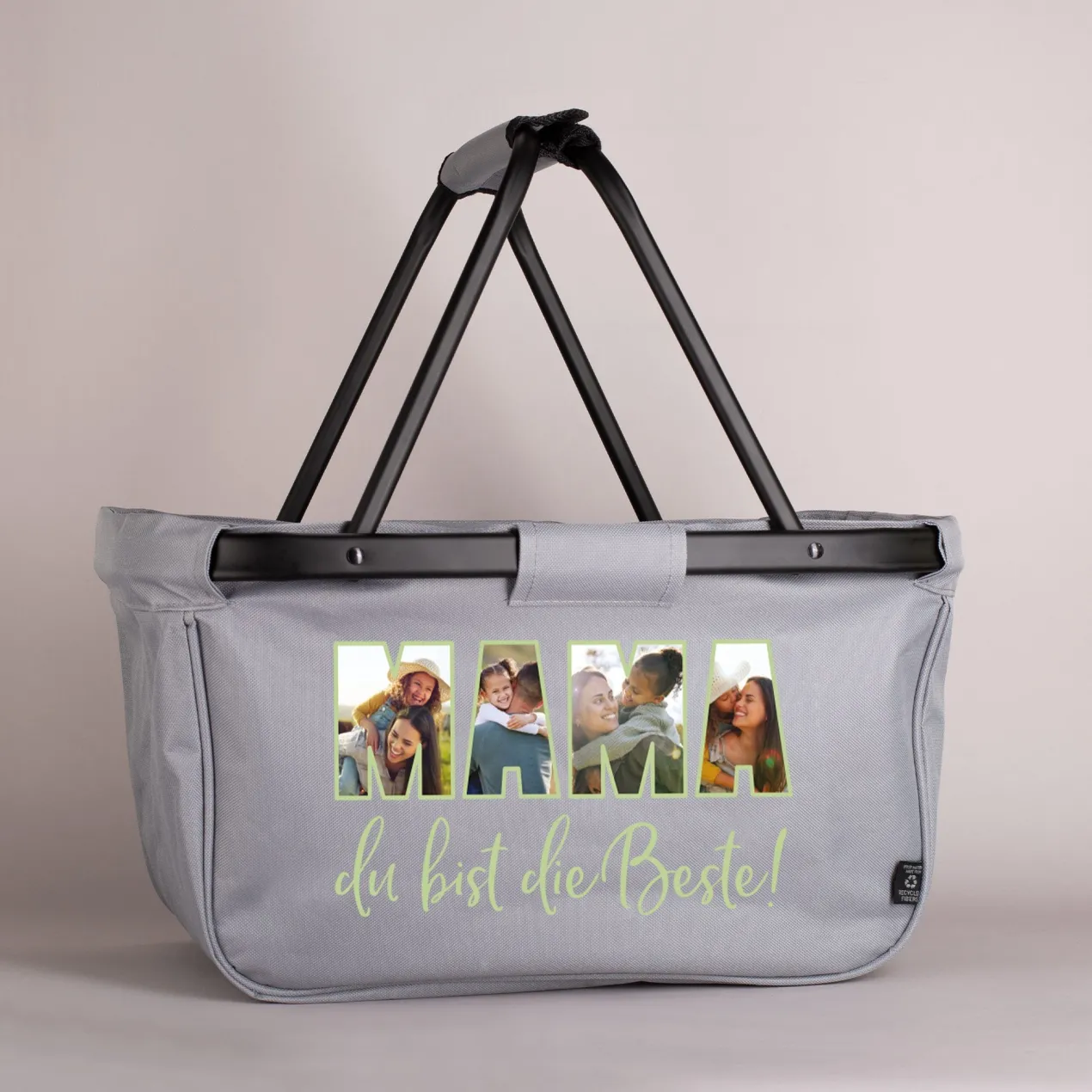 Einkaufskorb für Mütter "Mama du bist die Beste!" personalisierbar mit eigenen Fotos