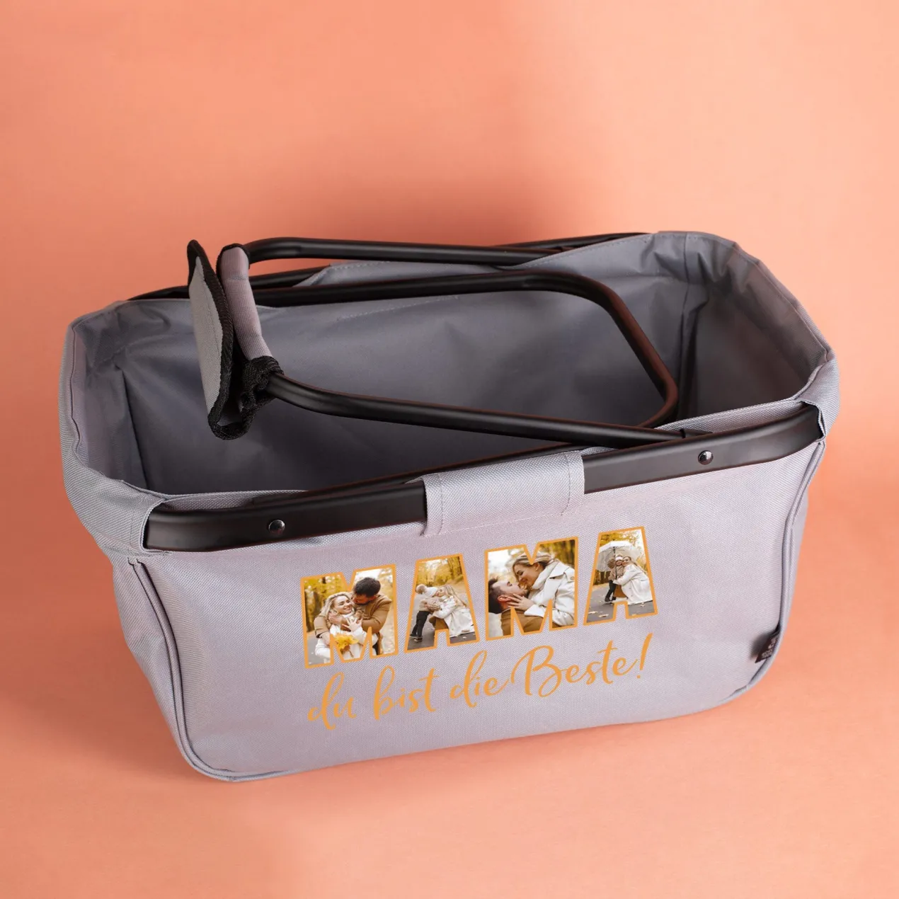Einkaufskorb für Mütter "Mama du bist die Beste!" personalisierbar mit eigenen Fotos