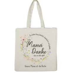 Einkaufstasche für Mama zum Muttertag & Geburtstag mit Wunschtext | Wiesenblumen