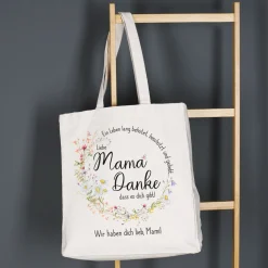 Einkaufstasche für Mama zum Muttertag & Geburtstag mit Wunschtext | Wiesenblumen