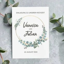 Einladungskarte - Eukalyptus - individuell gestaltbar